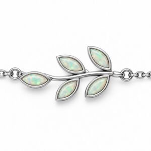 Olive branch chain bracelet, white opal · 285V-SW