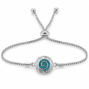 Greek key spiral disc bracelet, blue opal · 285W