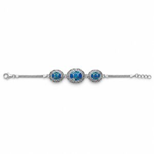 Greek key turtle-shell bracelet, blue opal · 285Y-SB