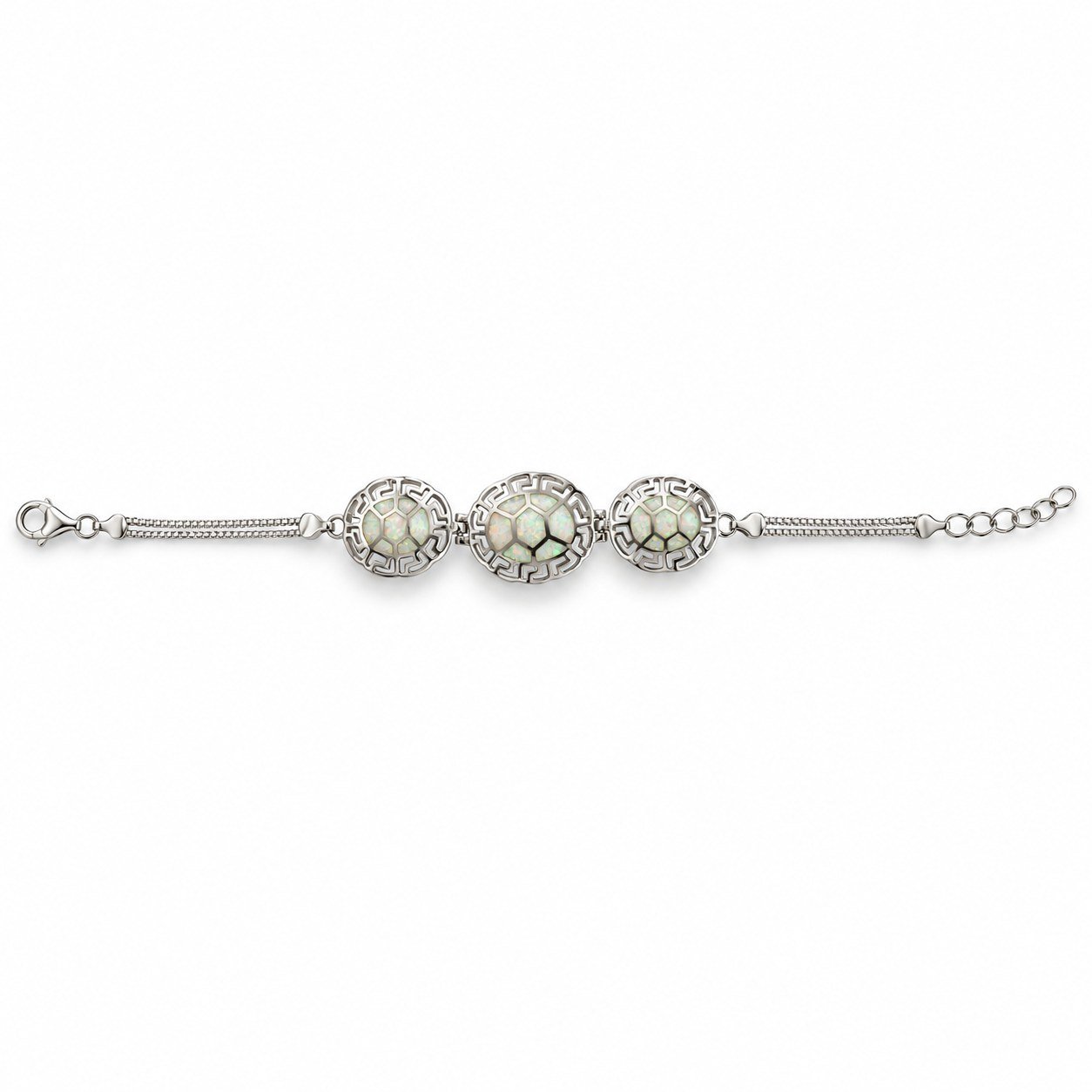Greek key turtle-shell bracelet, white opal · 285Y-SW