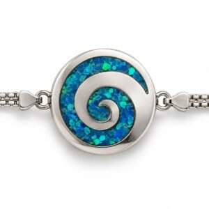 Spiral disc bracelet, blue opal · 293P-SB
