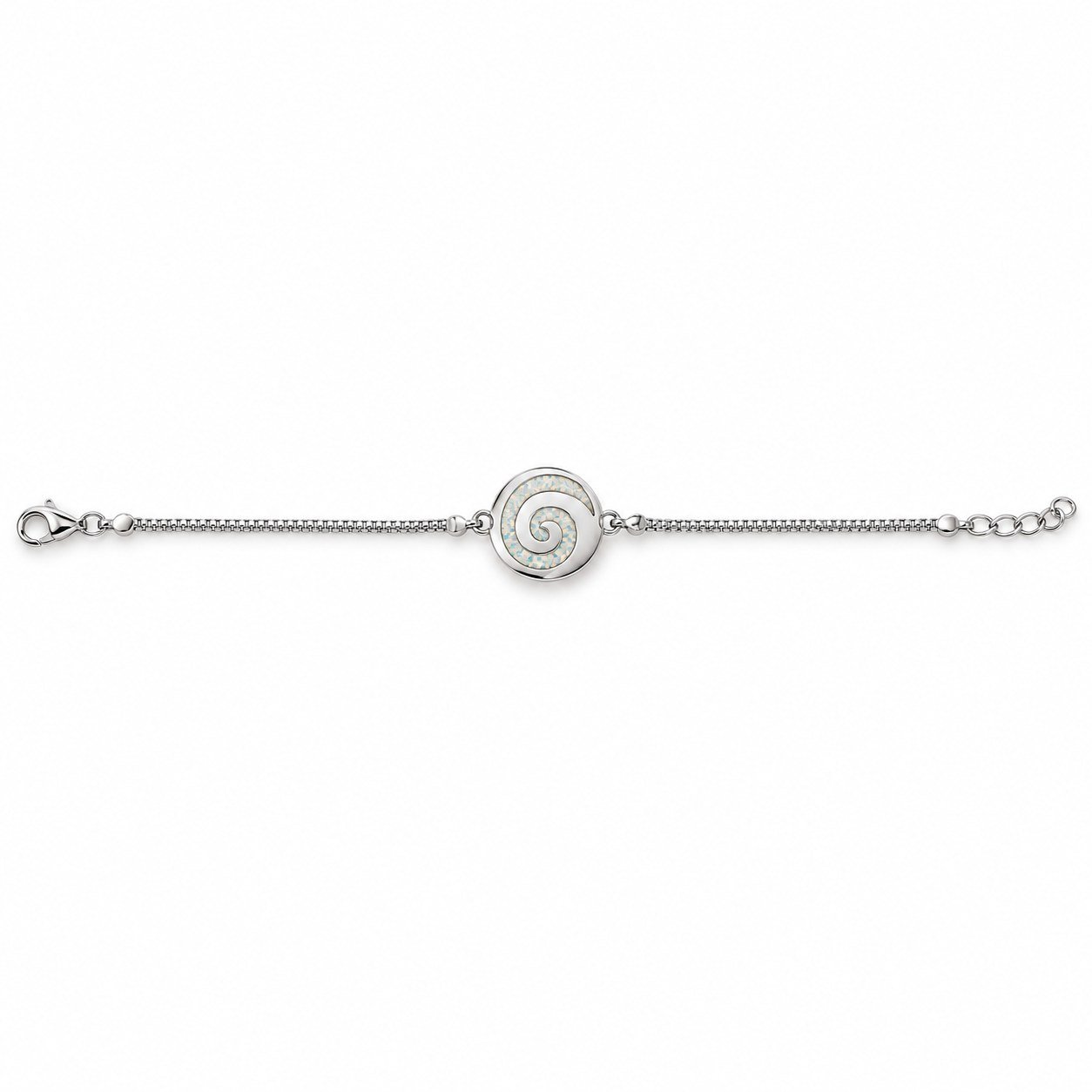 Spiral disc bracelet, white opal · 293P-SW