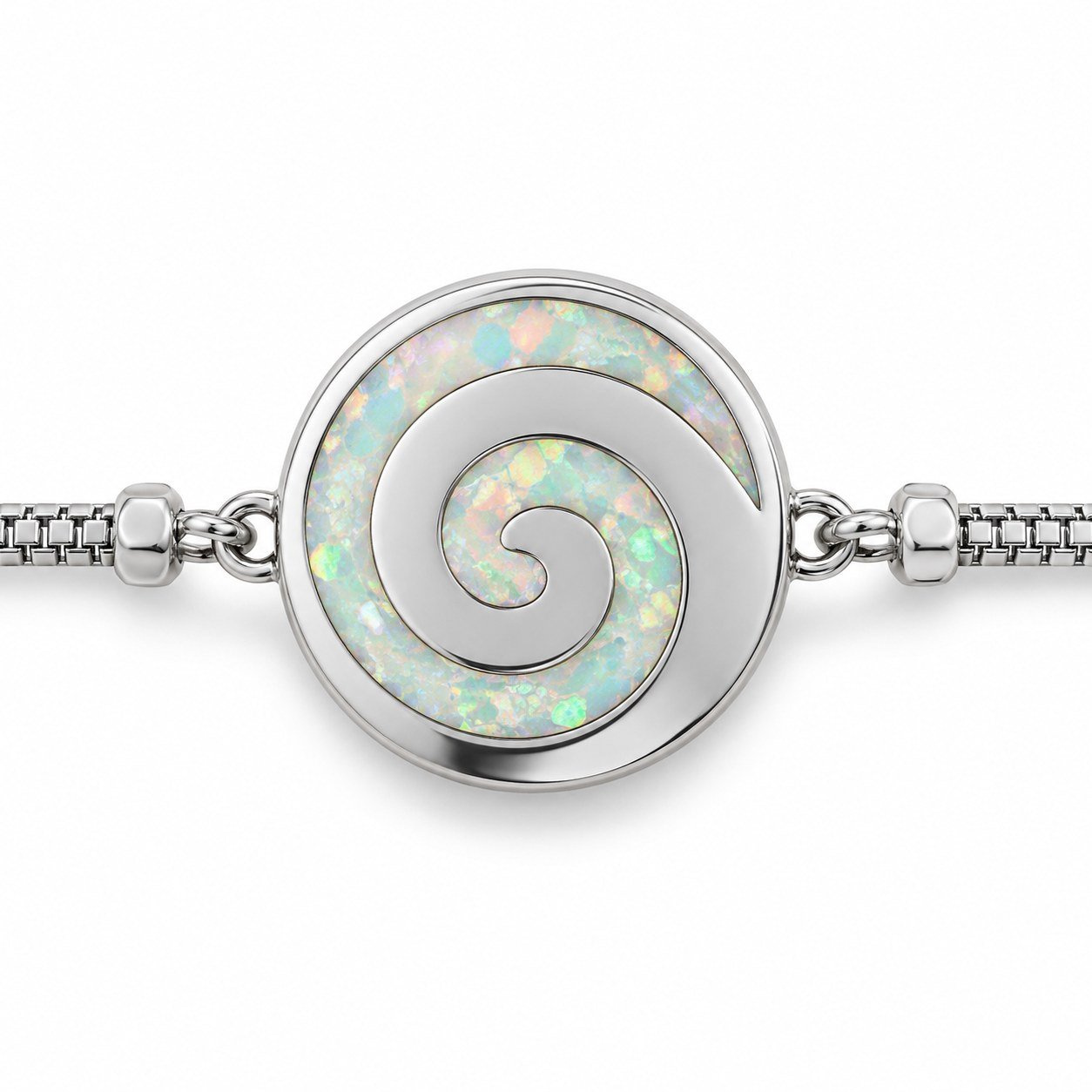 Spiral disc bracelet, white opal · 293P-SW - Image 2