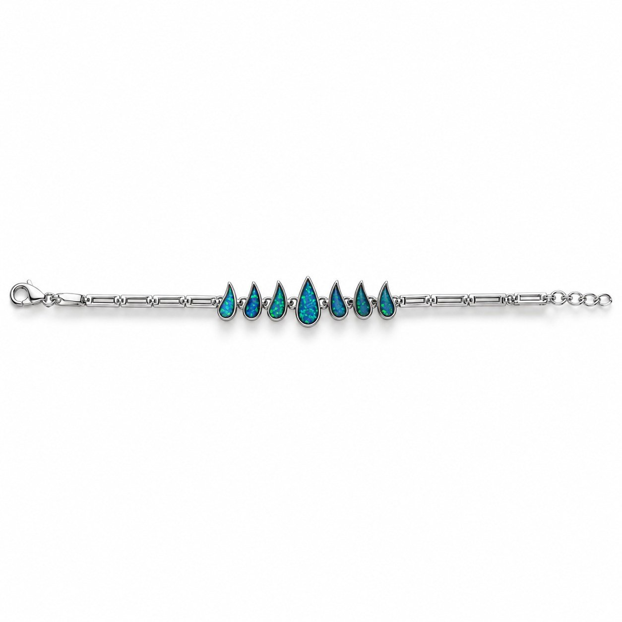 Teardrop opal bar bracelet, blue opal · 293X-SB