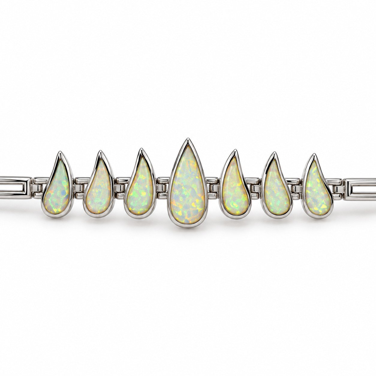 Teardrop opal bar bracelet, white opal · 293X-SW - Image 2