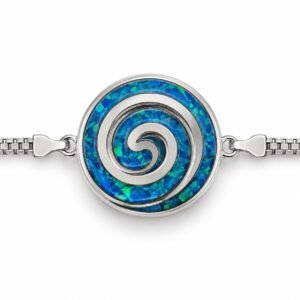 Spiral disc bracelet, large, blue opal · 294A-SB