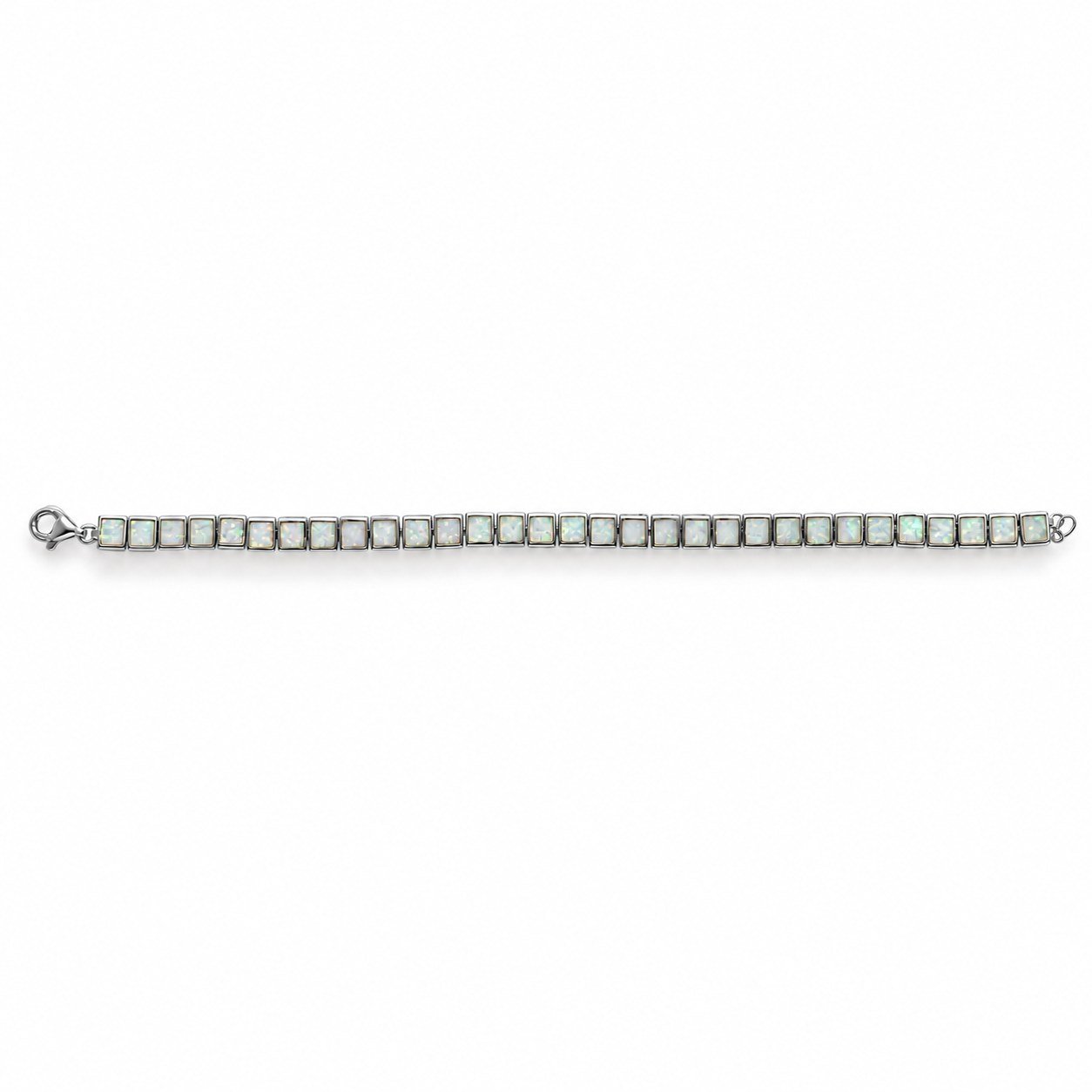 Square opal tennis bracelet, white opal · 299I-SW
