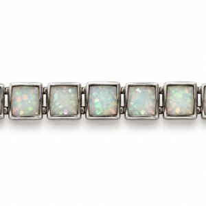 Square opal tennis bracelet, white opal · 299I-SW