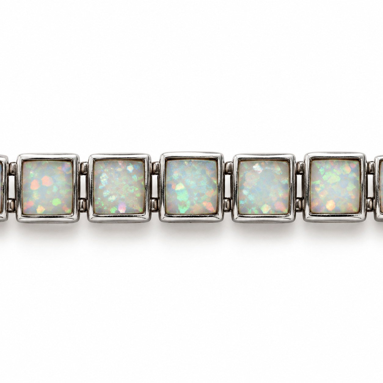 Square opal tennis bracelet, white opal · 299I-SW - Image 2
