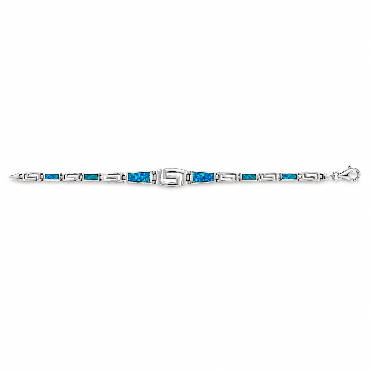 Greek key bracelet with blue opal inlay · 306