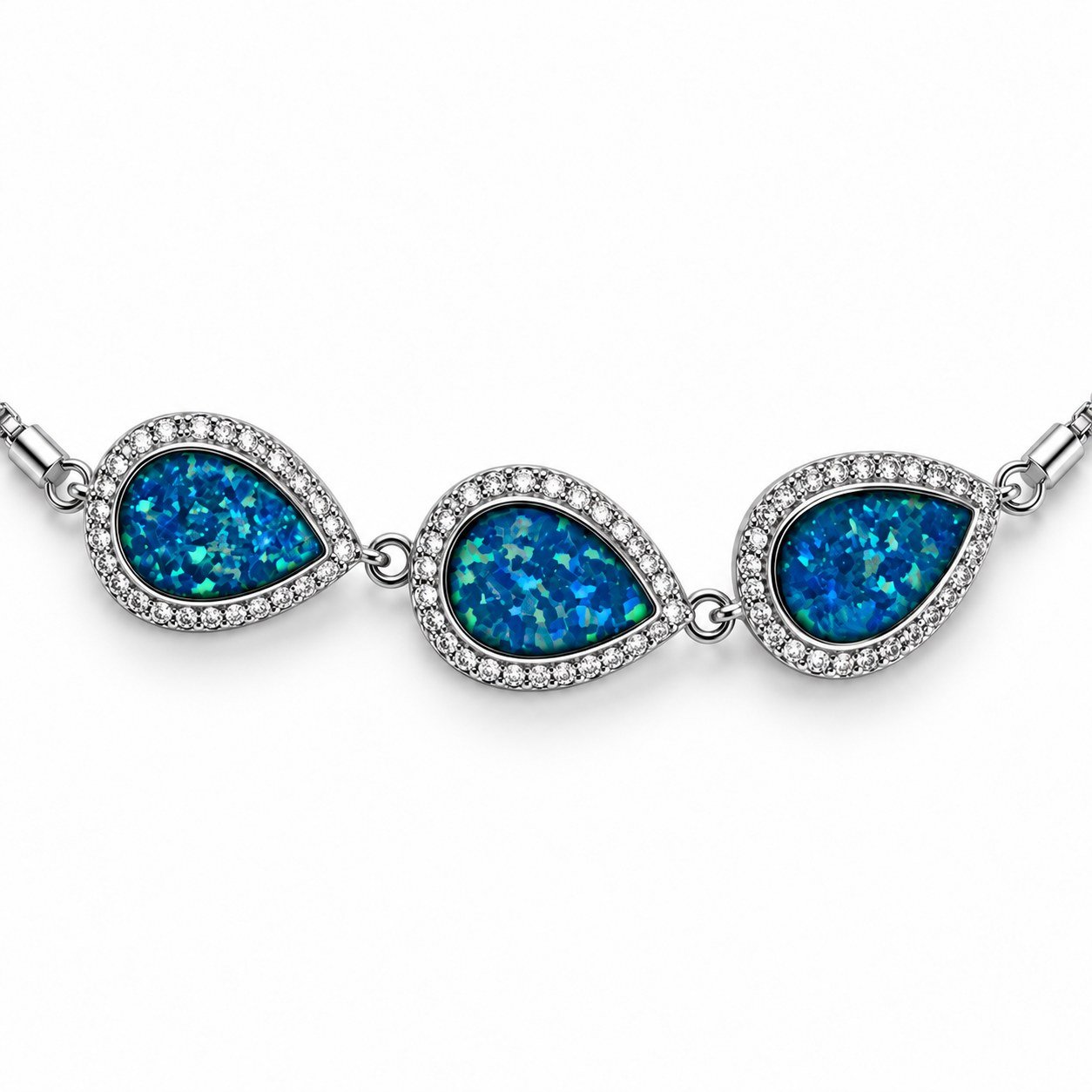 Three teardrop blue opals with crystal halo · 306E - Image 2