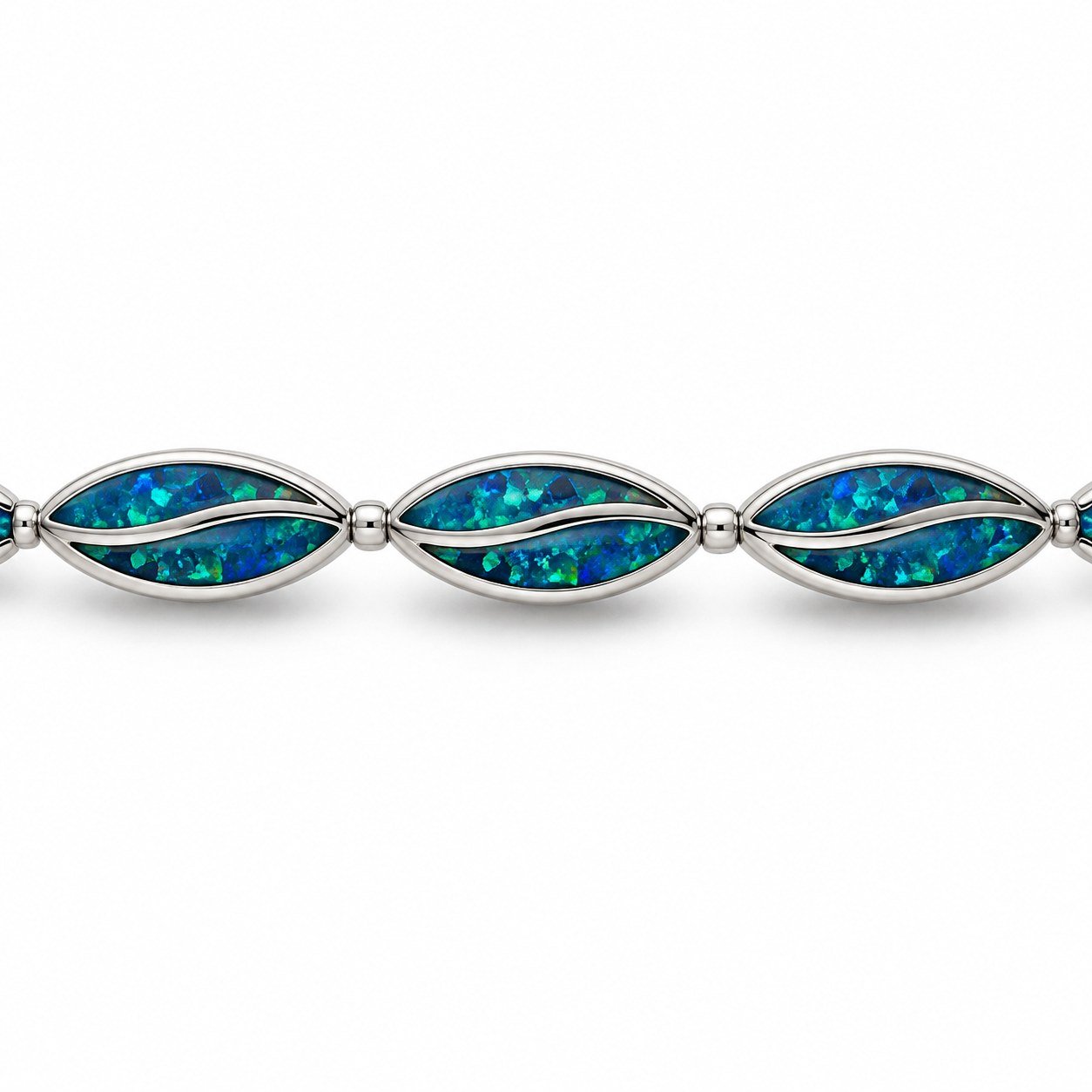 Marquise opal link bracelet, blue opal · 306F - Image 2