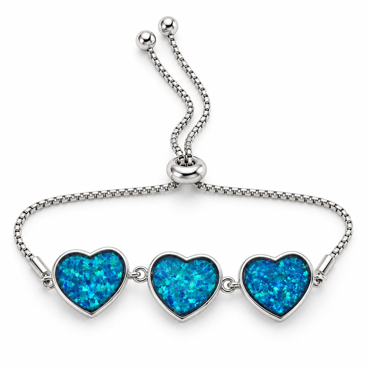 Three hearts bracelet, blue opal · 306G