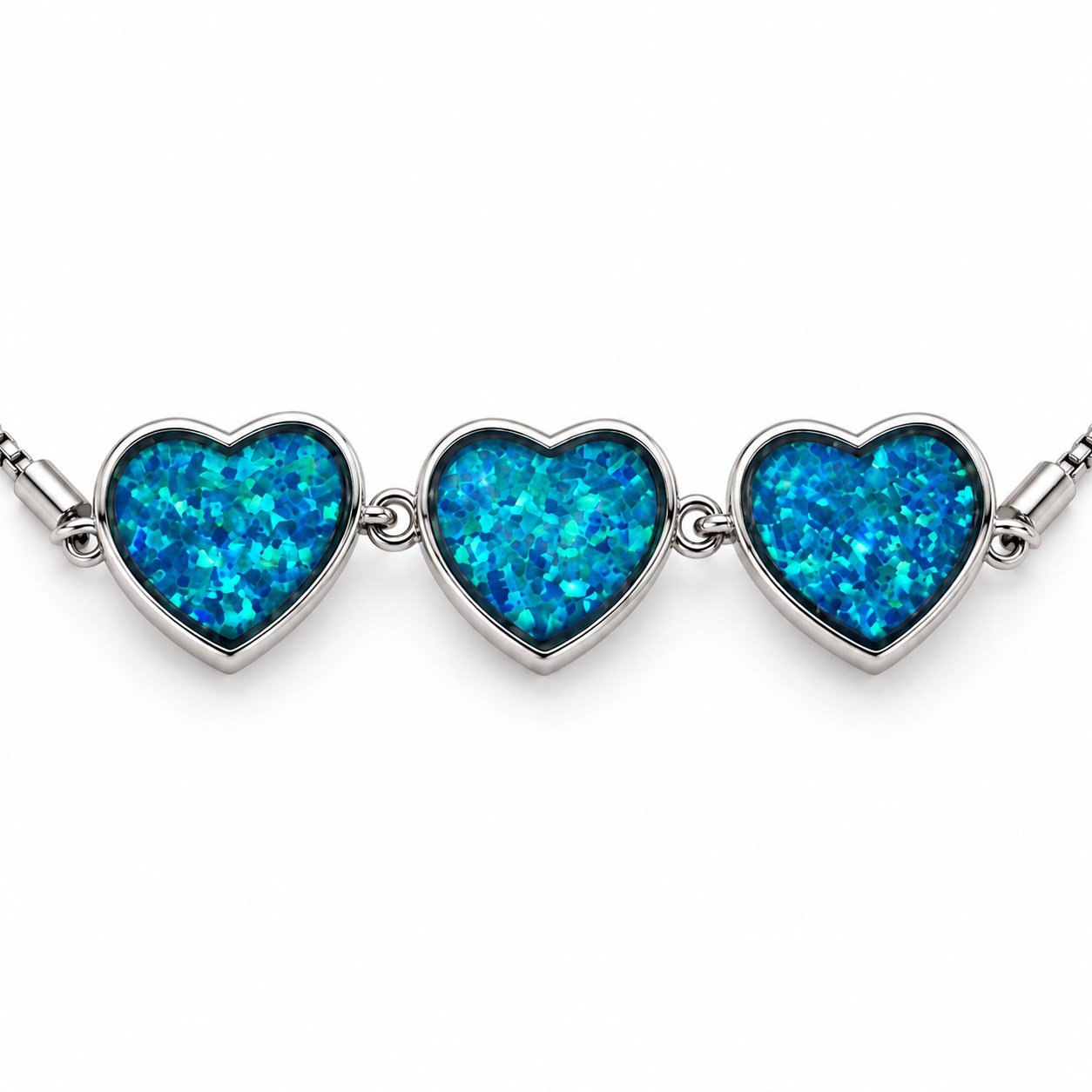 Three hearts bracelet, blue opal · 306G - Image 2
