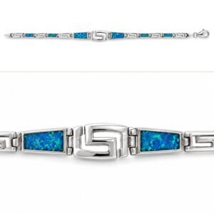 Greek key bracelet with blue opal inlay · 306