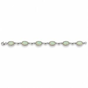Oval opal link bracelet, white opal · BSW-01