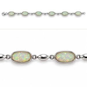 Oval opal link bracelet, white opal · BSW-01