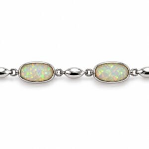 Oval opal link bracelet, white opal · BSW-01