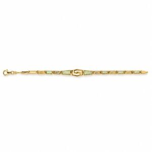 Greek key bracelet, gold-plated, white opal inlay · OP120B-GW