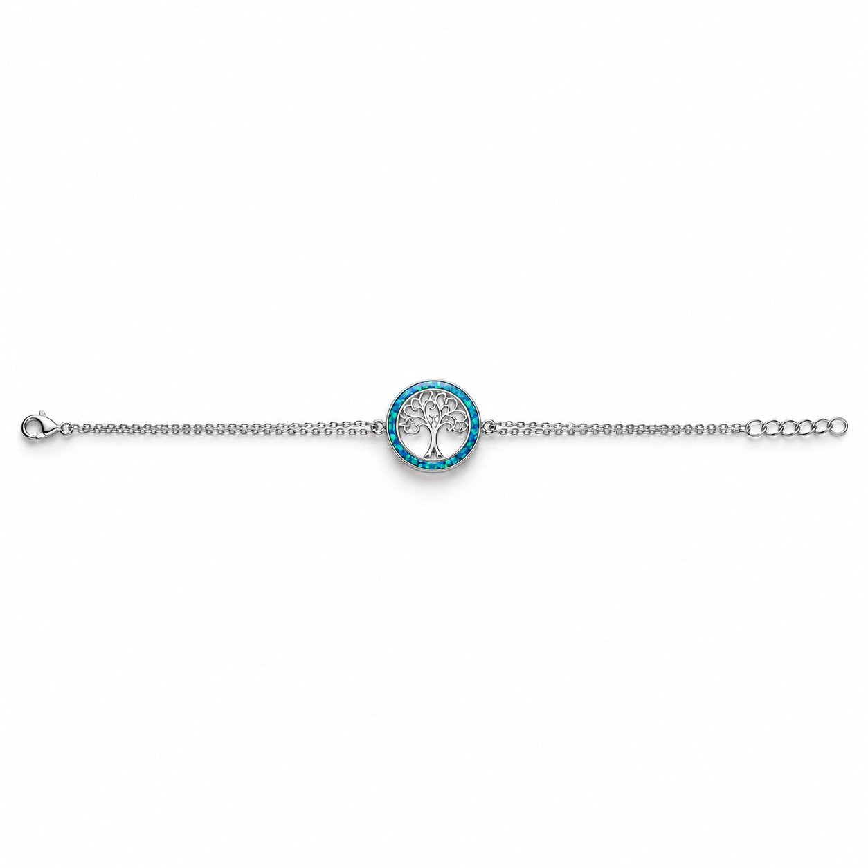Tree of life ring bracelet, blue opal · OP14-SB
