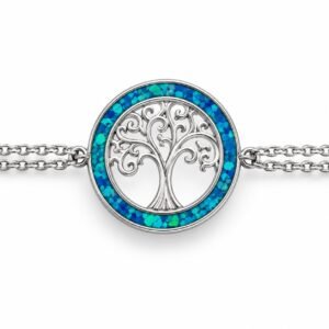 Tree of life ring bracelet, blue opal · OP14-SB