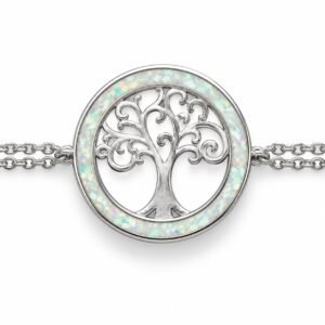 Tree of life ring bracelet, white opal · OP14-SW