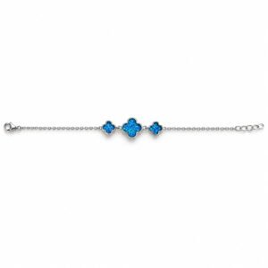 Triple clover chain bracelet, blue opal · OP181-SB