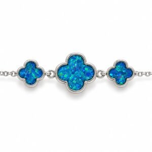 Triple clover chain bracelet, blue opal · OP181-SB