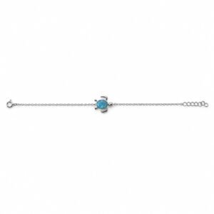 Sea turtle chain bracelet, blue opal · OP186-SB