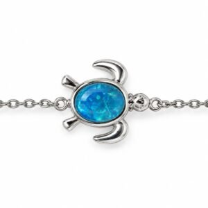 Sea turtle chain bracelet, blue opal · OP186-SB