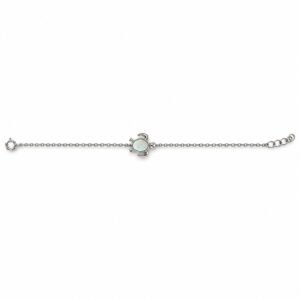 Sea turtle chain bracelet, white opal · OP186-SW