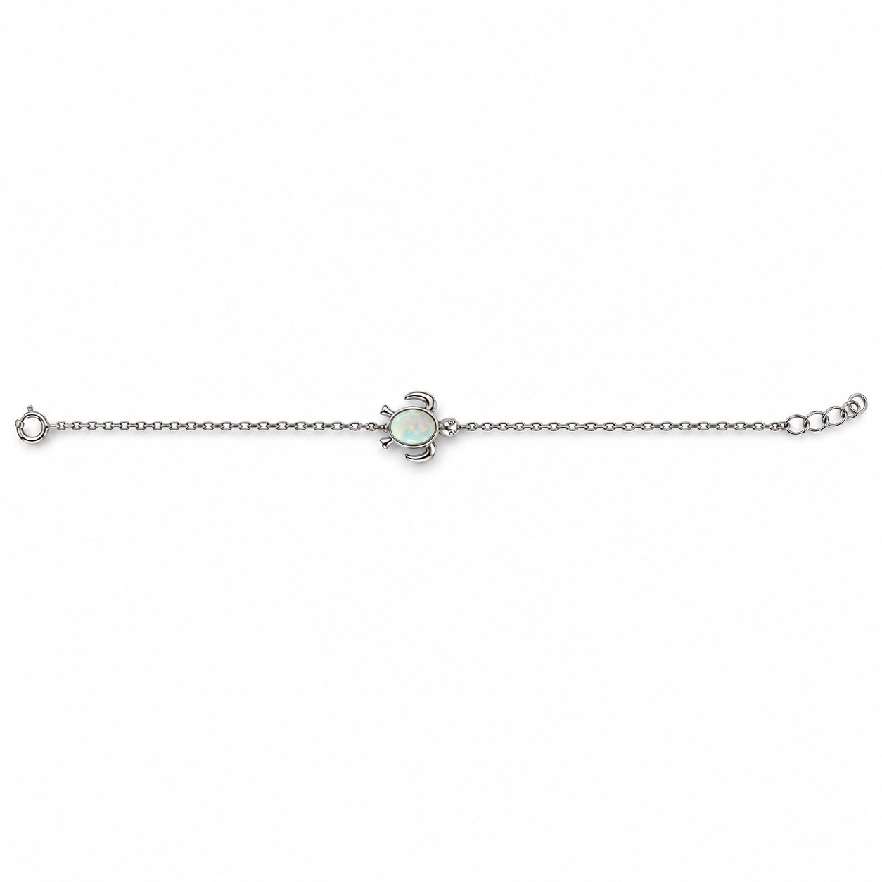Sea turtle chain bracelet, white opal · OP186-SW