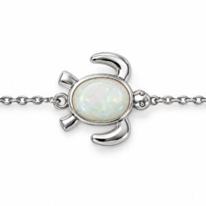 Sea turtle chain bracelet, white opal · OP186-SW
