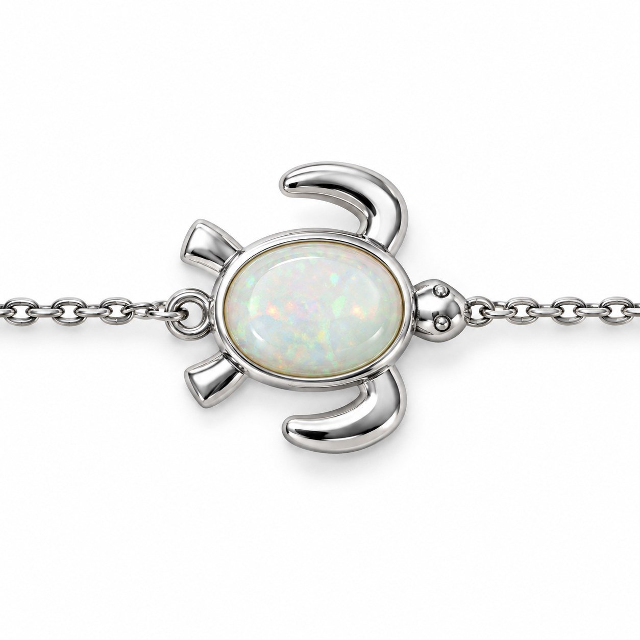 Sea turtle chain bracelet, white opal · OP186-SW - Image 2