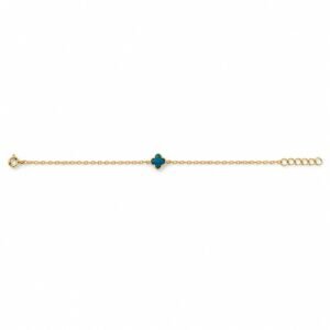 Small clover chain bracelet, gold-plated, dark blue opal · OP187-GB