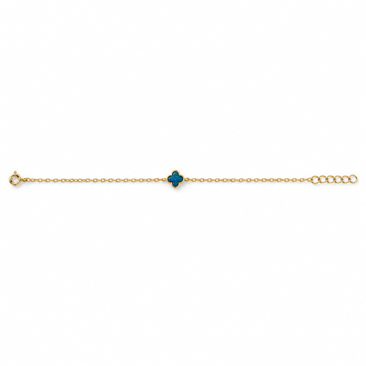 Small clover chain bracelet, gold-plated, dark blue opal · OP187-GB