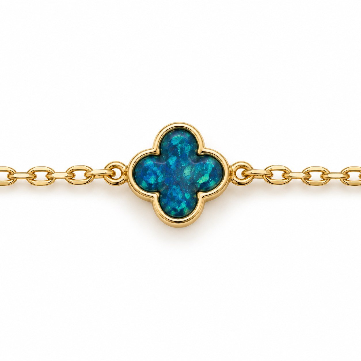 Small clover chain bracelet, gold-plated, dark blue opal · OP187-GB - Image 2