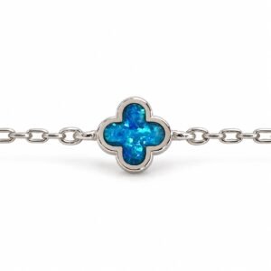 Small clover chain bracelet, blue opal · OP188-SB