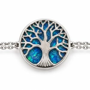 Tree of life disc bracelet, blue opal · OP19-SB