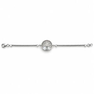 Tree of life disc bracelet, white opal · OP19-SW