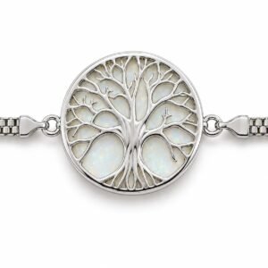 Tree of life disc bracelet, white opal · OP19-SW