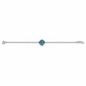 Greek key spiral square chain bracelet, blue opal · OP196-SB