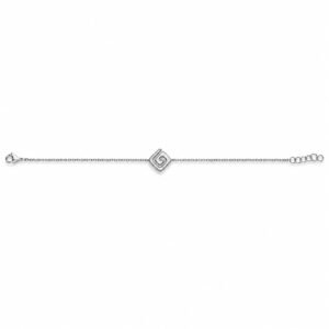 Greek key spiral square chain bracelet, white opal · OP196-SW