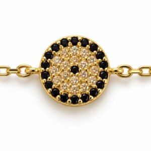Round crystal disc chain bracelet, gold-plated · OP199
