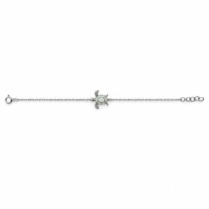Sea turtle chain bracelet, white opal · OP224