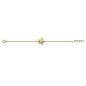 Sea turtle chain bracelet, gold-plated, white opal · OP225-GW