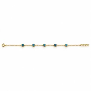 Round blue opal station bracelet, gold-plated · OP227-GB