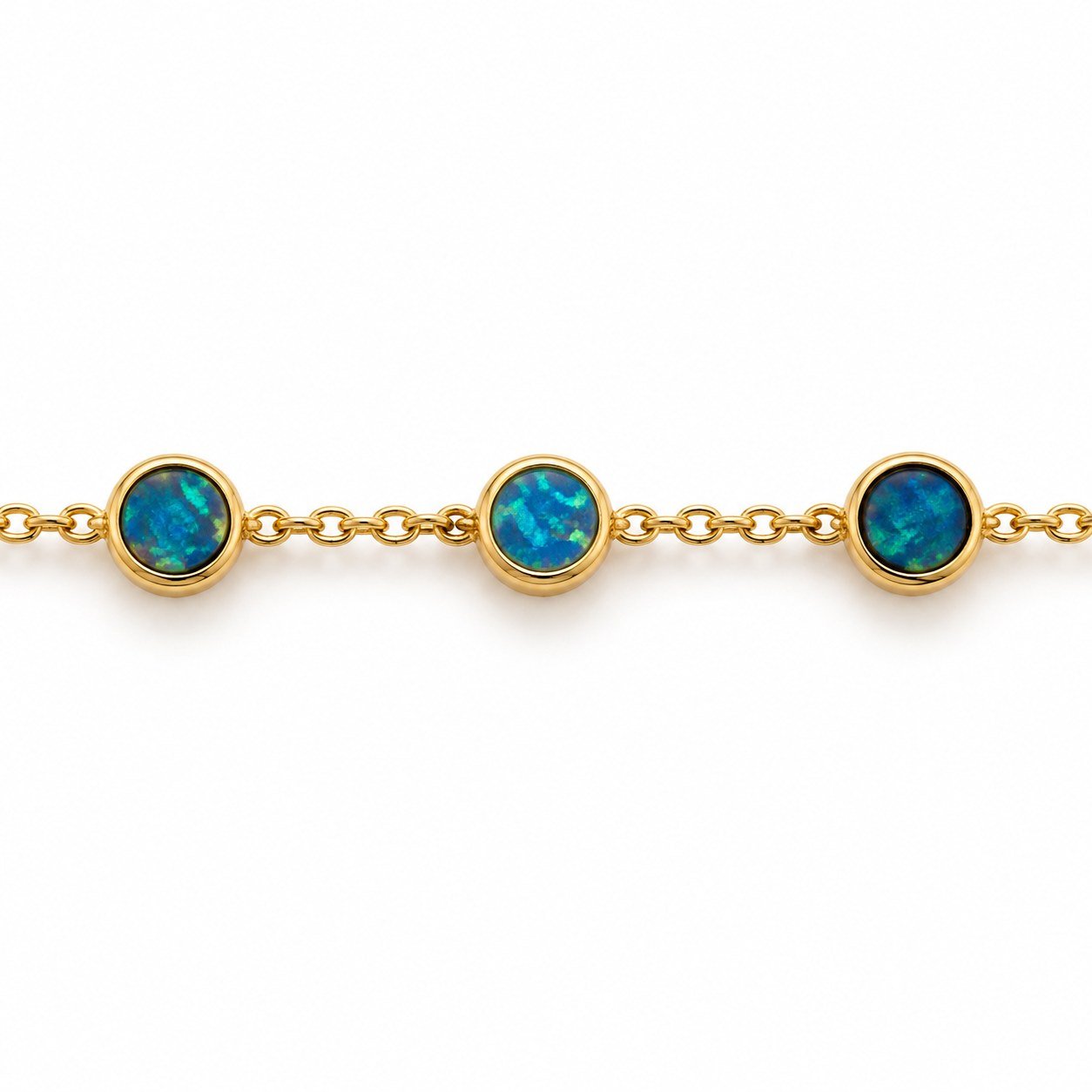 Round blue opal station bracelet, gold-plated · OP227-GB - Image 2