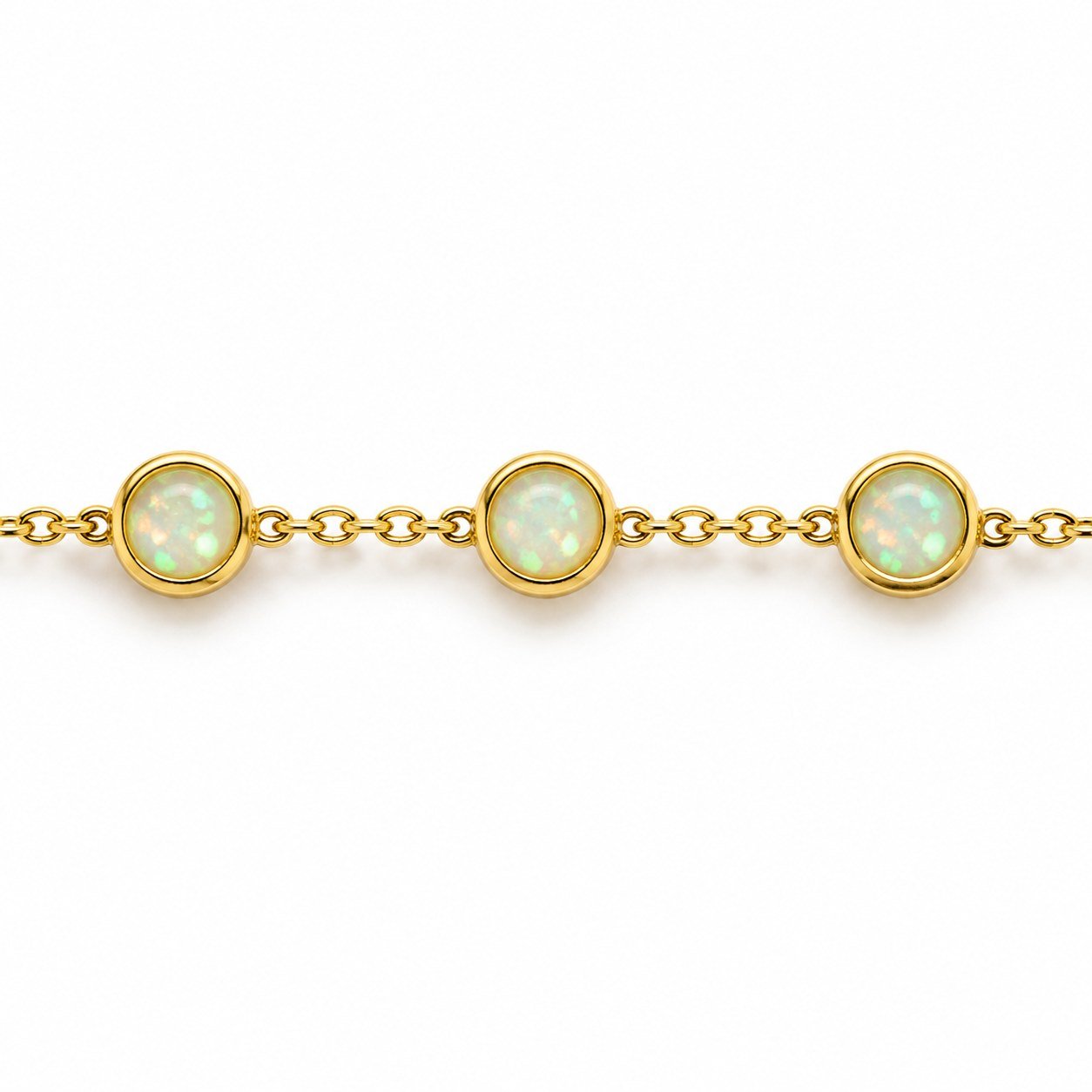 Round opal station bracelet, gold-plated · OP227-GW - Image 2