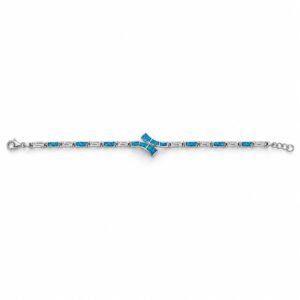 Greek key crossover bracelet, blue opal · OP229-SB
